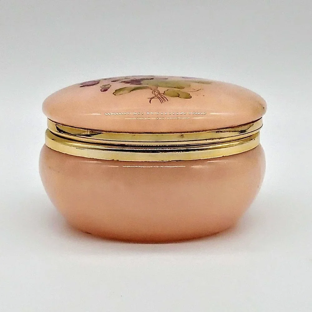 Vintage Lefton Pink Alabaster Italian Trinket Box